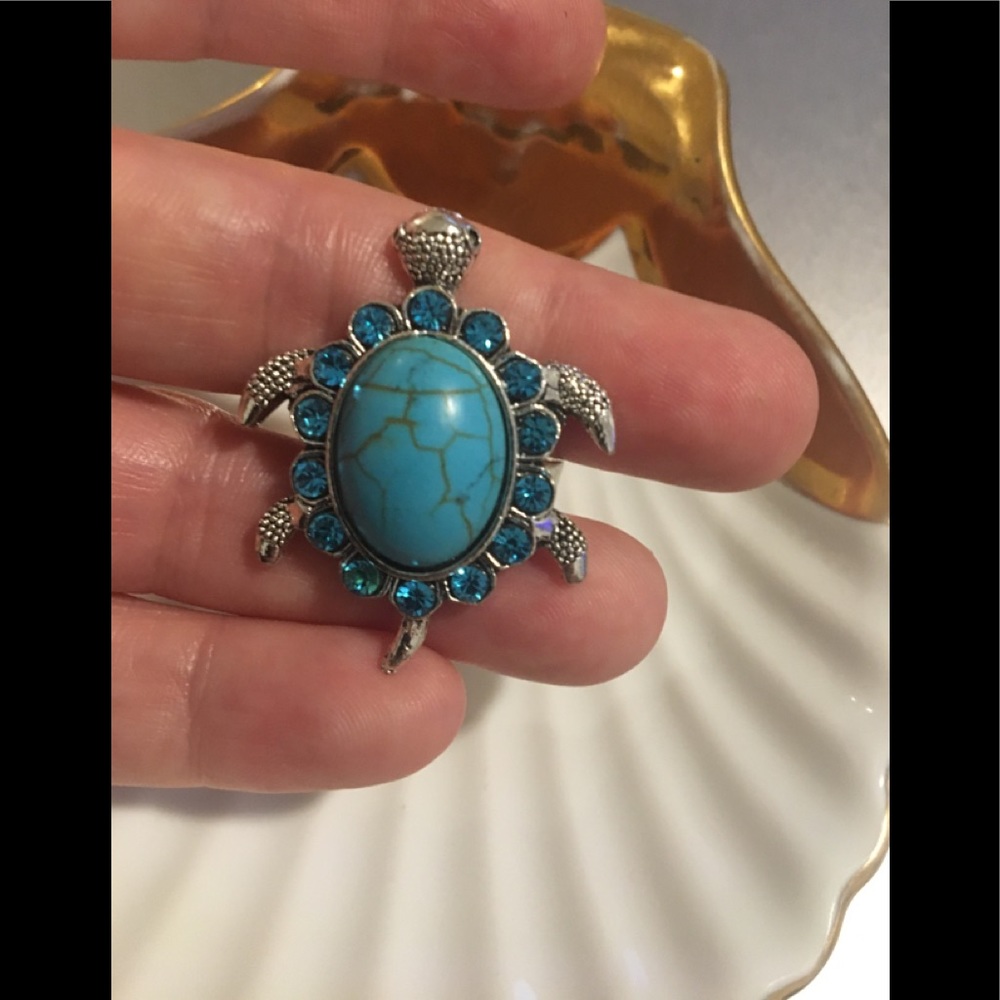 South Sea Turtle W/Rhinestones Turtle Ring